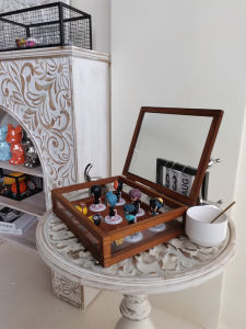 Transparent Tempered Glass Wood Storage Box Display Case Jewelry Cosmetic Organizer Dustproof Lid Holi Brand Family Storage Tools