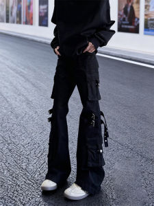 LIUBU | American Street Vibes Lace-Up Straight Fit Jeans Multiple Pockets