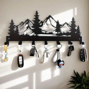 CIFbuy | CIFBUY Metal Key Holder Wall Mounted Organizer Rack With 7 Hooks Hanger For Kitchen Entryway Hallway Bedroom Home Decor Storage