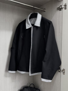 OUMULONG | Black Fake Two-Piece Spliced Jacket