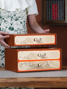 Hộp Đựng Trà Gỗ Cổ Cao Cấp Hộp Quà Tặng Rỗng Hộp Đựng Bánh Trà Trắng Fu Ding Hộp Đựng Trà Puer Hộp Đựng Trà Trống