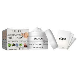 Eelhoe Nose Blackhead Remover Mask Deep Cleansing Shrink Pore Acne Repair Skin Reduce Nose Black Dots Pore Cleaning Strips Smoothing Whihtening Remove Blackhead Whitehead Strawberry Nose Peeling Off Mask(30g&60pcs）