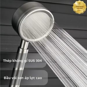 Đầu Vòi Sen Cầm Tay Bằng Thép Không Gỉ SUS 304 Áp Suất Cao Tiết Kiệm Nước Phun Mưa Siêu Mạnh Cho Phòng Tắm