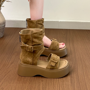 XUJIA | Thick Sole Heeled Vintage Short Boot