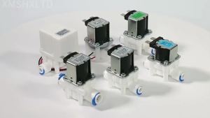 AC220V DC12V/24V Plastic Solenoid Valve 1/4 Quick Contact Normally Closed Water Inlet Drain Valve