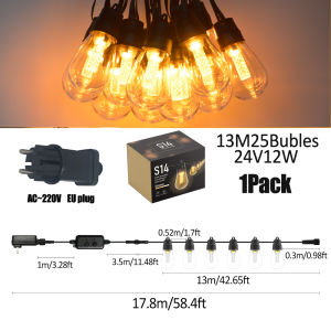 G40 15m 25Bubls Outdoor DIY LED String Lights S14 13m Remote Control Lights Bulbs for Patio Garden Outside Backyard Christmas