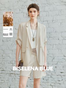 BEIQIANI | Minimalist Linen Summer Commuter Womens Suit Jacket