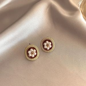 French Retro Oil Dripping Burgundy Love Earrings For Women Simple And Versatile Fashionable Elegant Gift Earrings S925 Needle