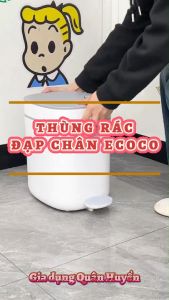 Thùng rác đạp chân ECOCO nắp kín chống mùi thế hệ mớitích hợp chế độ tự động đóng gói hiện đạinắp đóng chậm thông minh
