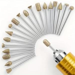 Bộ 20 Đầu Mài Kim Cương 3mm Mũi Khoan Mini Phụ Kiện Mài Kim Loại Dùng Cho Máy Dremel