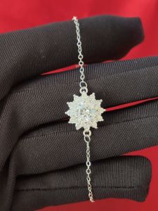 Diamcity (Free Gra Certificate) Gelang Bunga Matahari Moissanite 1 Karat Dapat Diatur