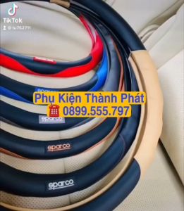 Bọc vô lăng tay lái đường kính 38cm cho ô tô xe hơi 4 chỗ 5 chỗ 7 chỗ - Bọc vô lăng da PU cao su cao cấp Sparco
