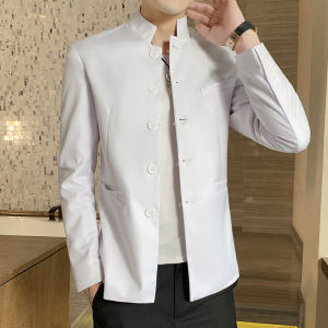 Zhongshan Suit Mens Spring and Autumn Jacket Coat Youth Slim Fit Casual Thin Small Suit Chinese Stand Collar Clothes