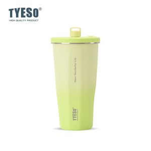 TYESO | TYESO 600ml Gradient Thermos Cups Keep Cold & Hot Coffee Mug with Portable Handle&Straw BPA-Free Cups Leak-proof Car Ice Tumbler