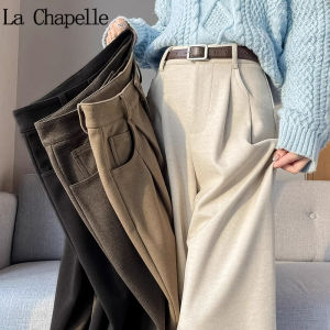 La Chapelle | Fleece Lined Thickened Womens Wool Suit Pants Autumn Winter