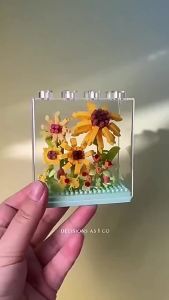 Bandai | Eternal Flower Immortal Rose Sunflower Potted DIY Display Box Romantic Building Blocks Model Bricks Gardens Kids Toys Sets Kits