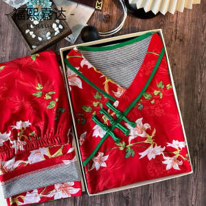 New V-Neck Sleepwear Womens Popular Button Design Loose Fit Large Size Home Clothes Seven-Quarter Sleeve Cashmere Comfortable