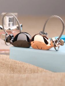 Couple Keychains Cute Whaling Kiss Memorial Engraving Metal Alloy Creative Gift Soft Cute Style Whale Female Model Keyring