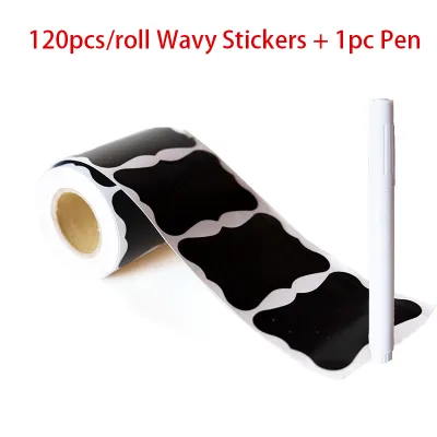 Black Waterproof Reusable Label Stickers With White Chalk For Mason Jars Craft Room Storage Spaces Glass BottlesOrganization