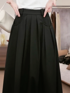 Black High Waist Pocket Design Half-length Skirt Womens Casual Style Slimming Summer New Fashion Commute Korean Version
