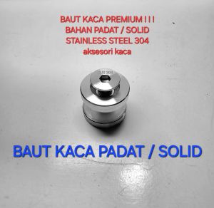 BAUT KACA SOLID 2 PCS PADAT TIANG RAILING KACA BRAKET SAYAP JEPIT PENJEPIT STAINLESS STEEL 304