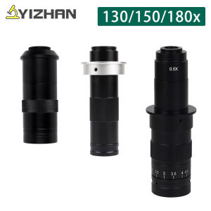 YIZHAN 130X 150X 180X Zoom C-Mount Lens Magnification Adjustable 25mm For Electron Video Microscope Accessories Monocular Camera