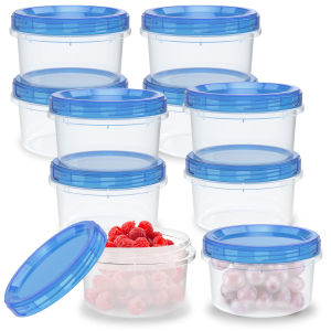 10PCS Plastic Freezer Storage Containers Airtight Stackable Food Containers for Fruit Salard Snack Soup Bowls with Leakproof Lid