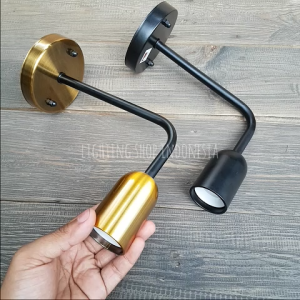 Lampu dinding hitam gold fiting aluminium e27 bed side resto cafe