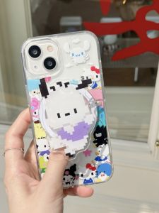 Creative Magnetic Pixel Sanrio Compatible Samsung GalaxyS24 S25Ultra Cute Girl S23FE S23PLUS Full Cover Anti-slip Protective Case