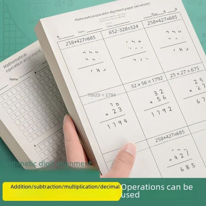 Mathematical Operation Alignment Paper Dividing Draft Book Listening ...