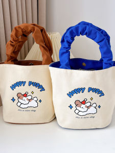 2025 New Canvas Handbag Casual Small Square Bag Lunch Bag Mommy Bag Canvas Bag Youth Fashion Trend Bucket Bag Magnetic Buckle