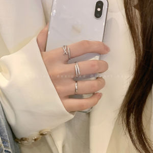 Elegant Open Ring Set for Women Unique Design Minimalist Cold Style Zirconia Finger Ring Simple Fashion Jewelry Accessory