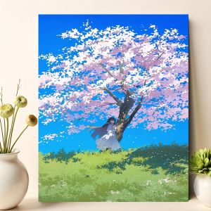 Acrylic Paint By Numbers Tree and Girl Anime painting By Numbers on Canvas Coloring By Number for Adults Paint Digital Art