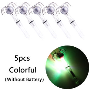 LED Glowing Squid Jig Hooks with Lead Sinkers Underwater Luminous Bait Octopus Cuttlefish Hooks for Deep Sea Night Fishing