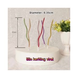 (Gifts Home) Lilin Ulang Tahun Bentuk Spiral Isi 6 / Lilin Brithday Keriting Warna-Warni