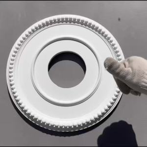 European Classic Polyurethane Imitation Gypsum Ceiling Lamp Plate Round Shape Elegant Carved Moldings Durable Art Light Tray