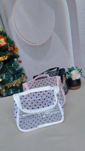 Make Up Heart Print Transparent Organizer Bag Portable Versatile Cosmetic Toiletry Travel Pouch