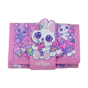Smiggle กระเป๋าสตางค์ของเด็กเด็กหญิงเจ๋งแคนดี้กระต่ายกระเป๋าสตางค์แบบบางโฟลเดอร์หนังสามชั้นกระเป๋าใส่บัตร Dompet Koin 5นิ้ว