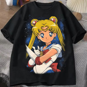 Bandai | Sailor Moon Retro 90s Anime Graphic T Shirt Summer Cotton Men Women Tee Streetwear Casual Trend Short Sleeve Couple Hip Hop Top