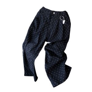 PAIBOLI | High Waist Loose Wide Leg Pants Plus Size Polka Dot Casual Trousers For Women Summer Fashion Vintage French Style Black Dots