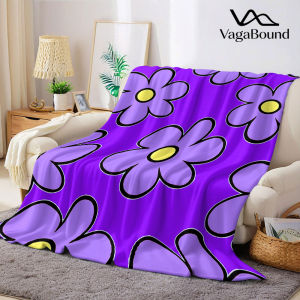 BILIBILI | Pop Purple Outline Flower Flannel Blanket Warm Soft Halloween Christmas Decorative Couch Warm Cozy All-Season Gift