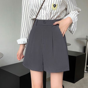 High-Waist Polyester Suit Pants for Women Plus Size Wide-Leg A-Line Cut Grey Color Versatile Style for Work and Casual Wear
