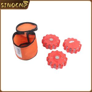 3pcs LED Strobe Warning Light Car Emergency Lights Roadside Safety Beacon Disc Flashing Warning Flare Kit with Magnetic Base