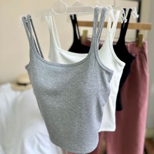 Breathable Womens Tank Top Double Strap Lycocotton Base Shirt Chic Cat Brand Slim Fit Style Pure Color Design Summer Fashion