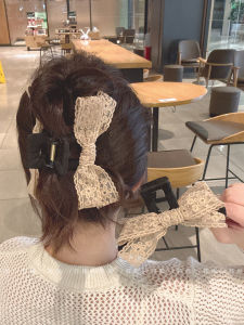 Retro Large Size Shark Clamp Hair Accessories Womens Knot Lace Hairpins Fashionable Hairgrips Hair Decorations