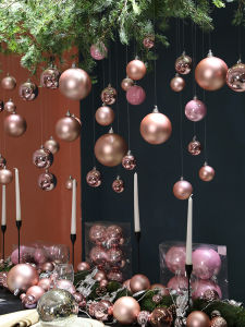 Pink Christmas Ball Decorations Festive Atmosphere Decoration Shop Christmas Tree Ornaments Accessories Holiday Supplies
