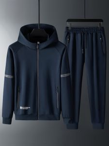 ROMON | Lomond Mens Casual Sports Suit Spring Autumn New Zipper Open Cardigan Collar Sweatshirt Jacket Fleece Two-Piece Set