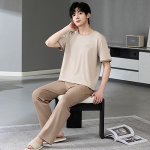 MiiOW | Bộ đồ ngủ tay ngắn MiiOW mùa hè 2025 dành cho nam chất liệu cotton mỏng kháng khuẩn phong cách giản dị mặc nhà