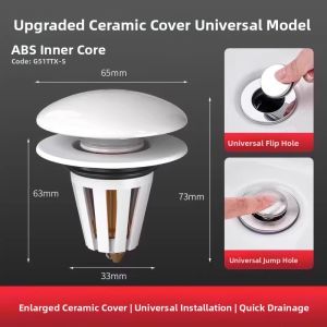 TAOSHI | Press-Operated Anti-Odor Sink Drain for Ceramic Washbasin