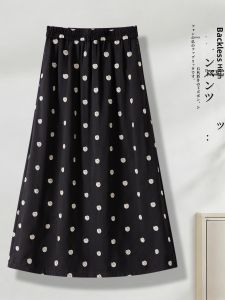XIANGHOUMINCHU | Black Dots Loose A-line Skirt Summer Chiffon